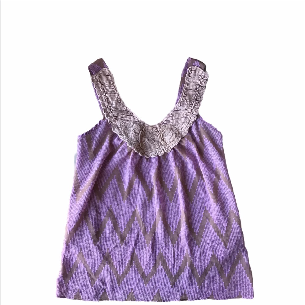 Hello miss tan zig zag pattern sleeveless top